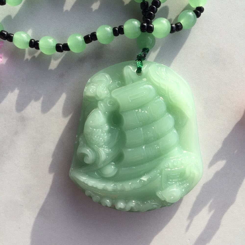 Genuine Malaysian Jade Sailing Boat Necklace. - Picture 2 of 8